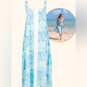 NWT. Lilibridge XS Blue Tropics Midi Dress.
